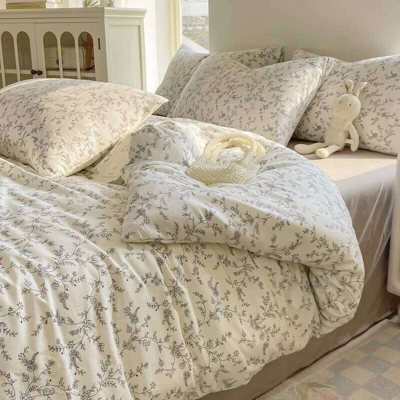 Ins Princess Bedding Simple Floral Duvet Cover Pillowcases Flat Sheet Single Twin Double Queen Size Home Decor Bed Linen Set H260312