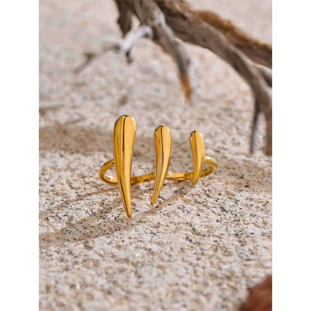 XIANING Stylish Unique Design Stainless Steel Metal Double Finger Geometric Ring Distinctive Rust Proof Minimalist Jewelry H260312