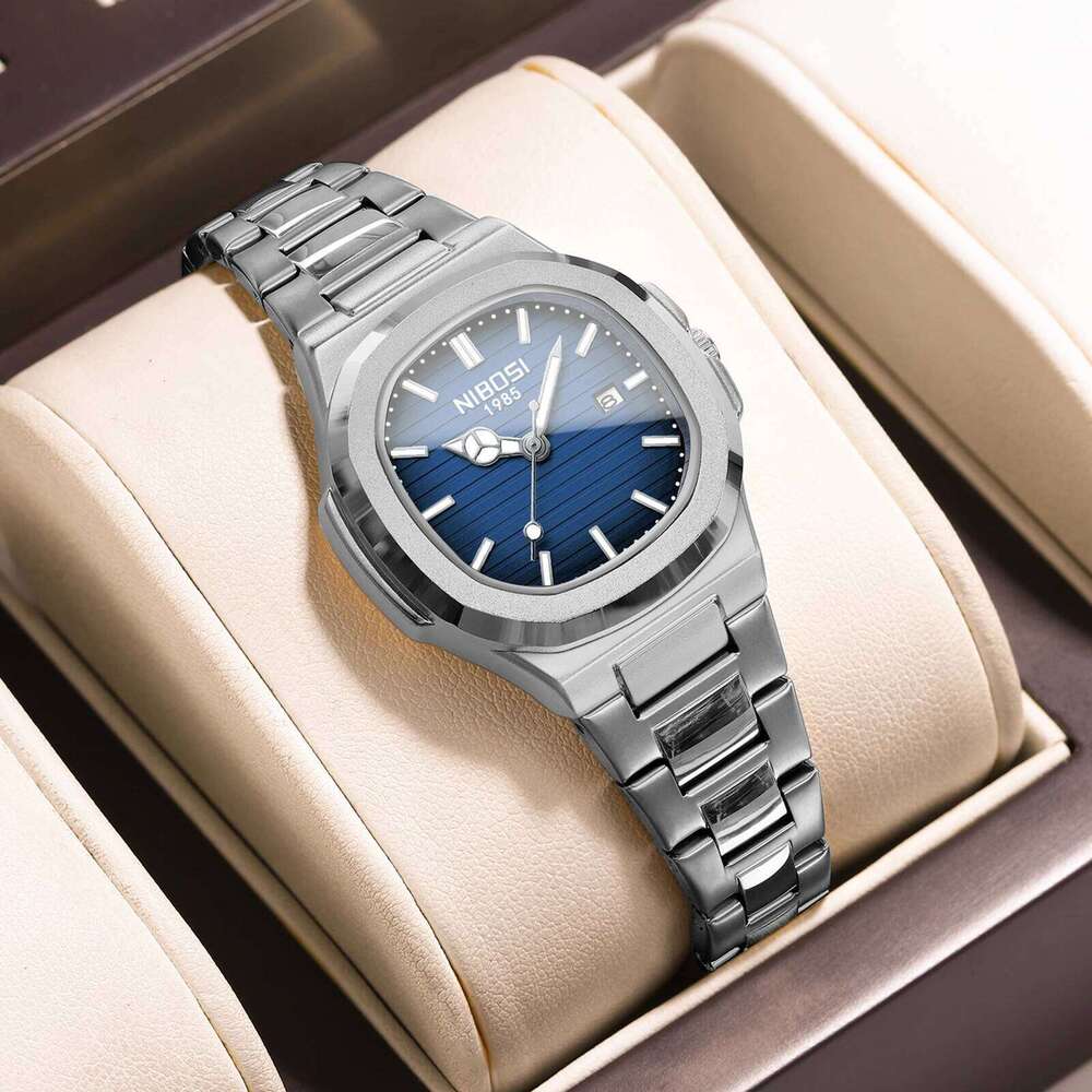 NIBOSI Luxury Square for Woman Waterproof Luminous Date Ladies Watch Stainless Steel Quartz Women's Watches Female Reloj