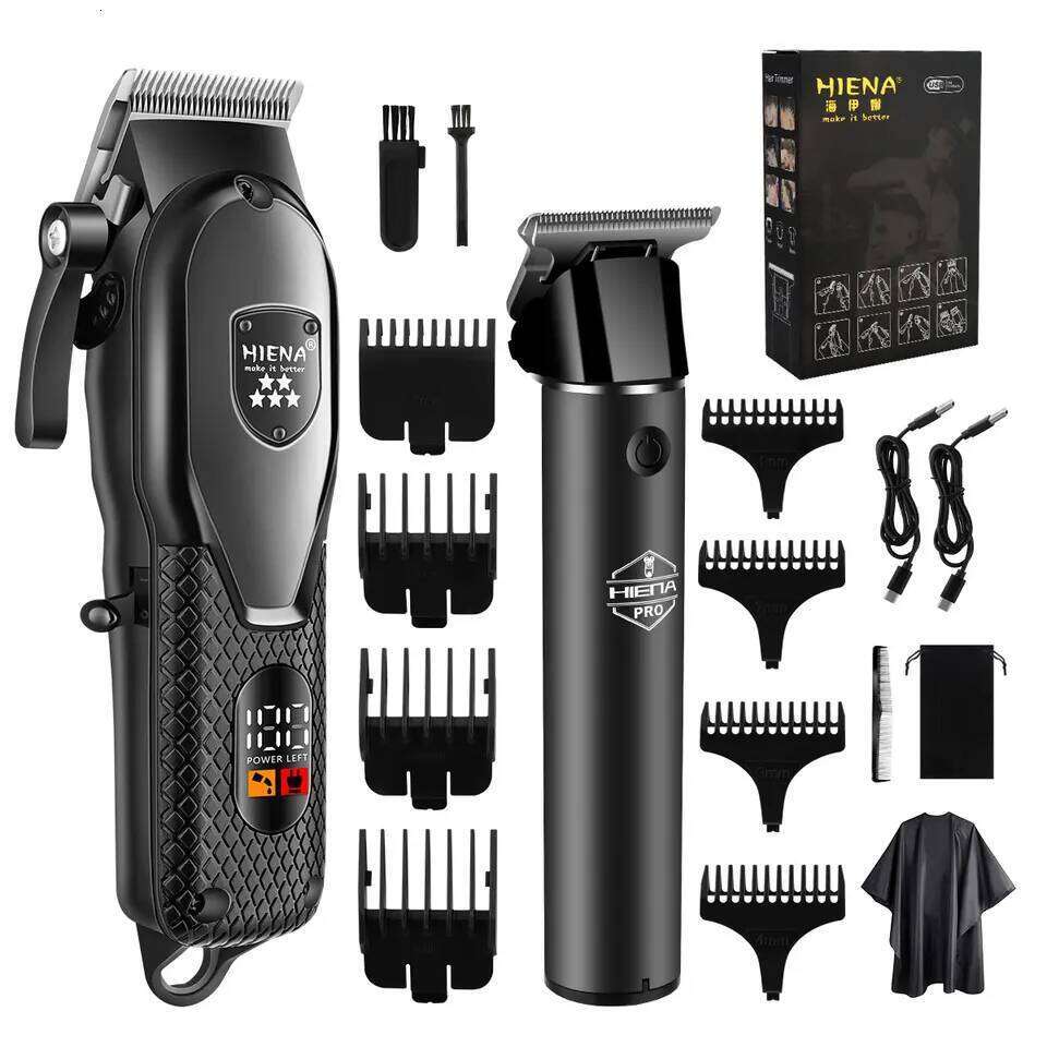 hiena Clipper Kit for Men Electric Shaver Professional Cutting Machine Hair Trimmer with LCD Digital Display C260312