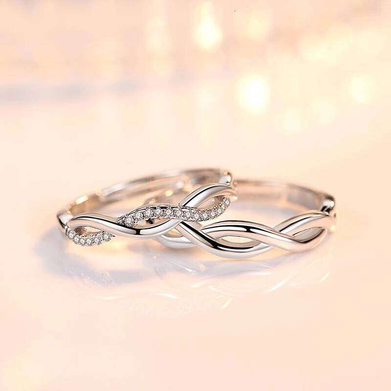 Women's 925 Sterling Silver Fashion Jewelry New Spiral Crystal Zircon Couple Rings For Men XY0344 W260311