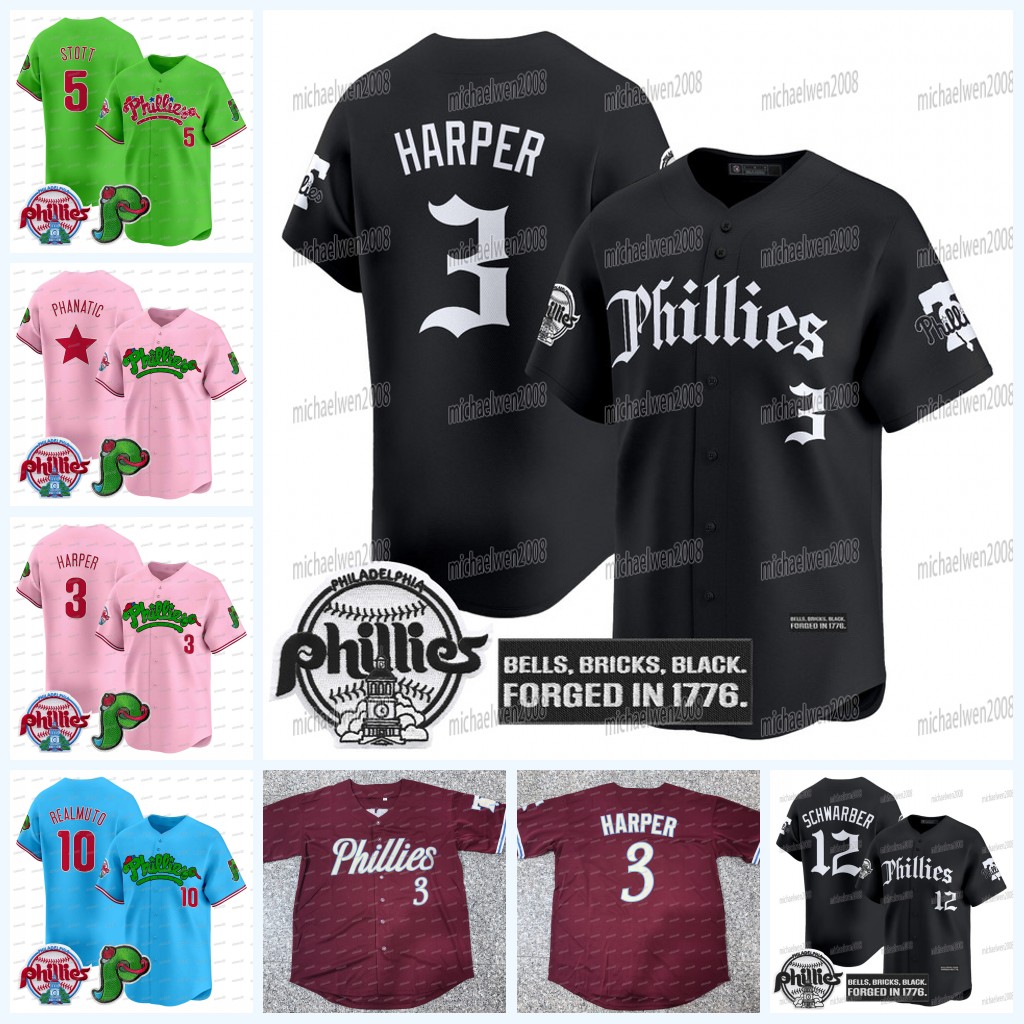 Phillies 2026 GOTHIC Phanatic Baseball Jersey Harper Kyle Schwarber Trea Turner Edmundo Sosa Alec Bohm Bryson Stott Custom