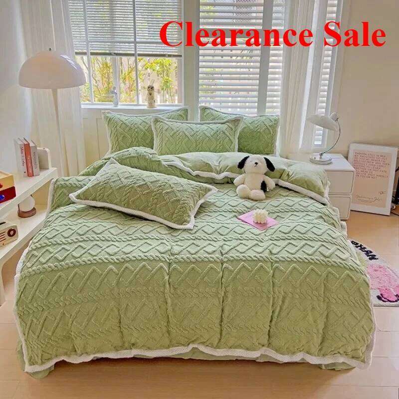 2025 new solid color Tafu milk fleece bed sheet four-piece set small standard thickened warm and comfortable H260312