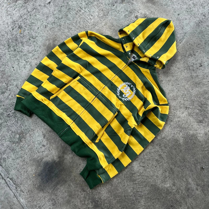 Y2K Street Kid Zip Up Hoodie Stripe Rivet Embroidery Pattern Sweatshirt Men Hip Hop Fashion Streetwear Unisex Boxy Clothing 260311