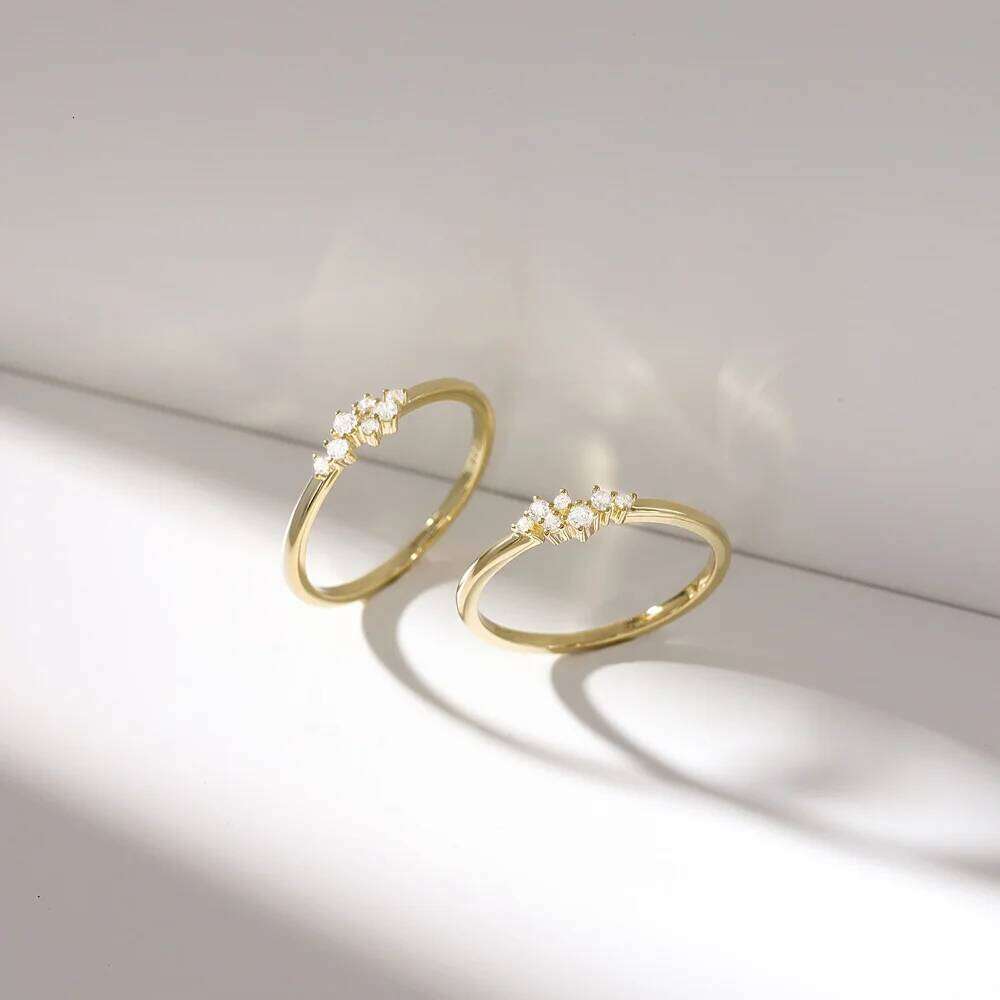 Trumium 1.5mm 925 Sterling Silver 14K Gold Plated CZ Wedding Band Dainty Stackable Cubic Zirconia Engagement Rings for Women H260312