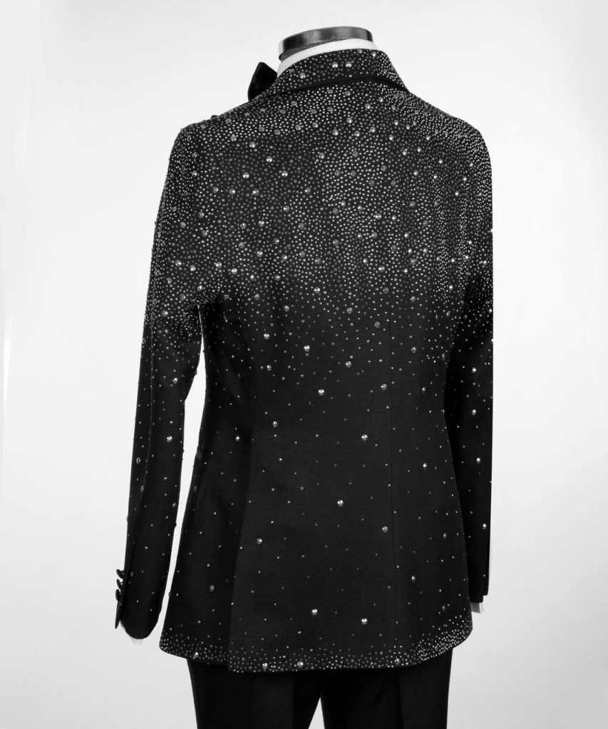 Luxury Crystals Men Suit 2 Pcs Blazer Pants Peaked Lapel Formal Occasions Coat Wedding Groom Tuxedo Customized