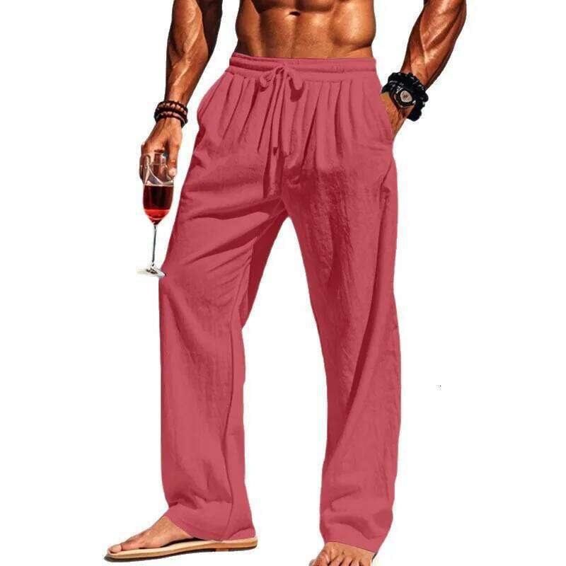 Men's 16-Color Breathable Linen Yoga Pants Loose Casual Sportswear for Spring/Summer 2025 European And American Style