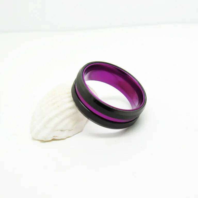 Somen New Men Black Brushed Tungsten Carbide Ring 6mm 8mm Purple Inside Wedding Band Male Engagement Rings Anel Masculino H260312