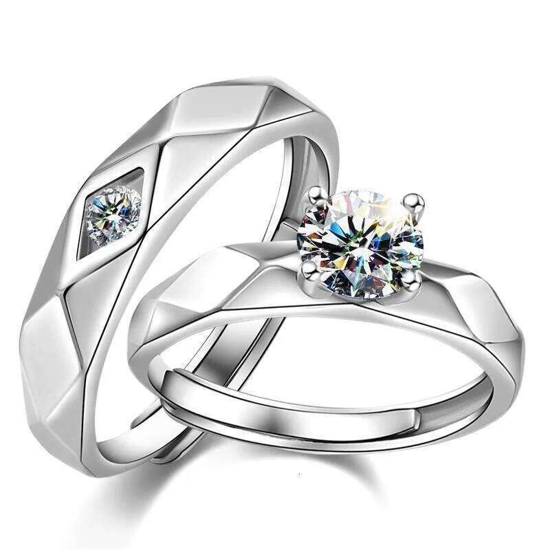 1 Pc Trendy Pledge Love with Letter Partner Valentine's Day Gift Cubic Zircon Stone Engagement Ring for Couple W260311