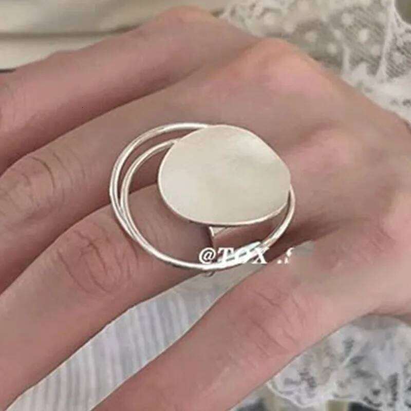 925 Sterling Silver Rings for Women Couple Minimalist Handmade Simple GOld Circle Big Ring Fine Jewelry Gift Prevent Allergy H260312