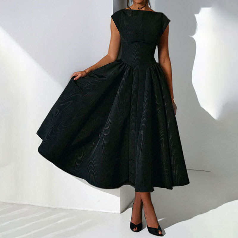 European and American cross-border women's clothing 2026 spring new elegant solid color backless patchwork waist-cinching mid-length dress