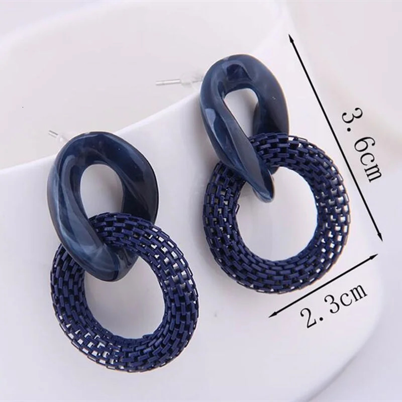 Chain Acrylic Resin Oval Dangle Earrings for Women Geometry Big Circle Tortoiseshell Ear Jewelry Acetate Brincos 260309