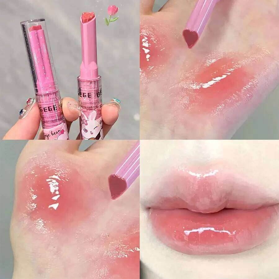 Garden Pink Solid Gloss, Moisturizing Nourishing Water-gloss Mirror Glass Tinted Lipstick, Dewy Gloss,Pink Lip Glaze W260311