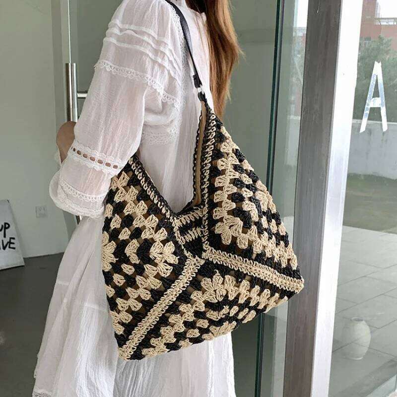 Popular Women S Woven Straw Shoulder Bag Medium Size Handbag With Handle For Vacation Tote Large Capacity Beach Bags XIU LAI SI