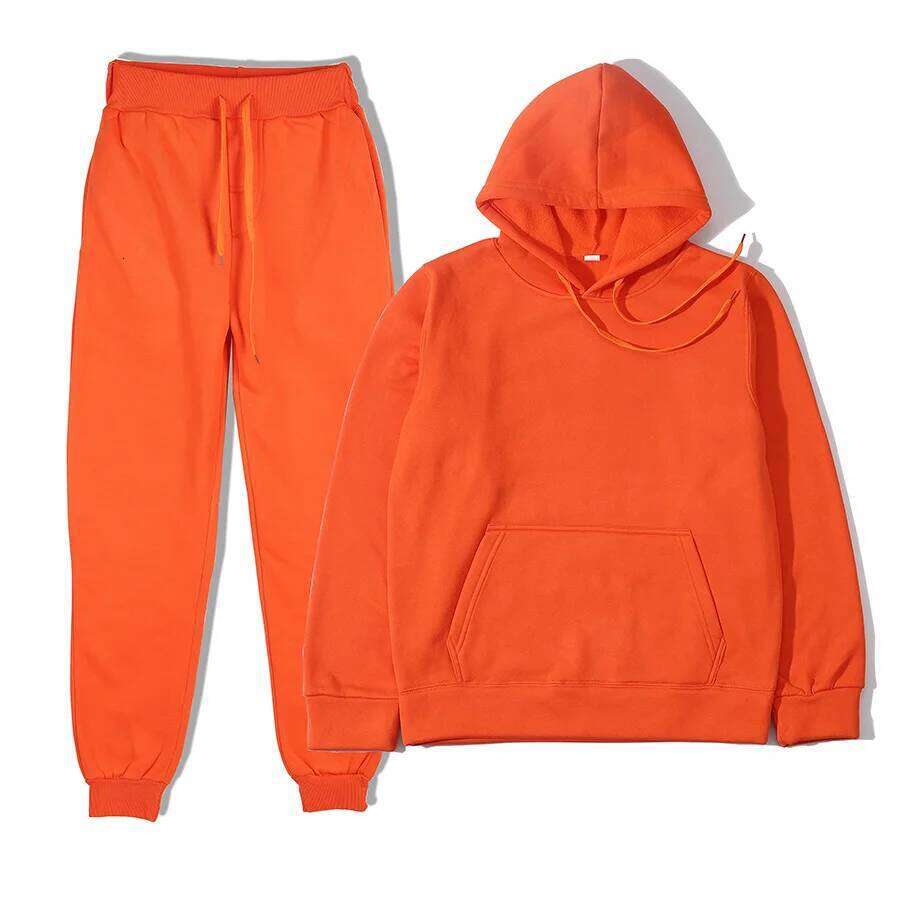 Autumn and Winter New Solid Color Hoodie+pants Two-piece Fashionable Casual Sports Set Size S-3XL Men's Tracksuit