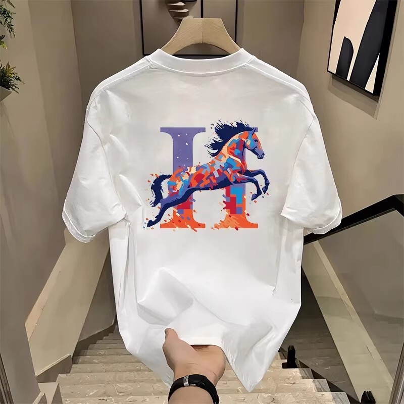 Luxury Luxury Designer Clothes Luxury Luxury Designer Clothes 2026 Year Of The Horse Heavy-Duty Pure Cotton T-Shirt American Style Trendy Luxury Short