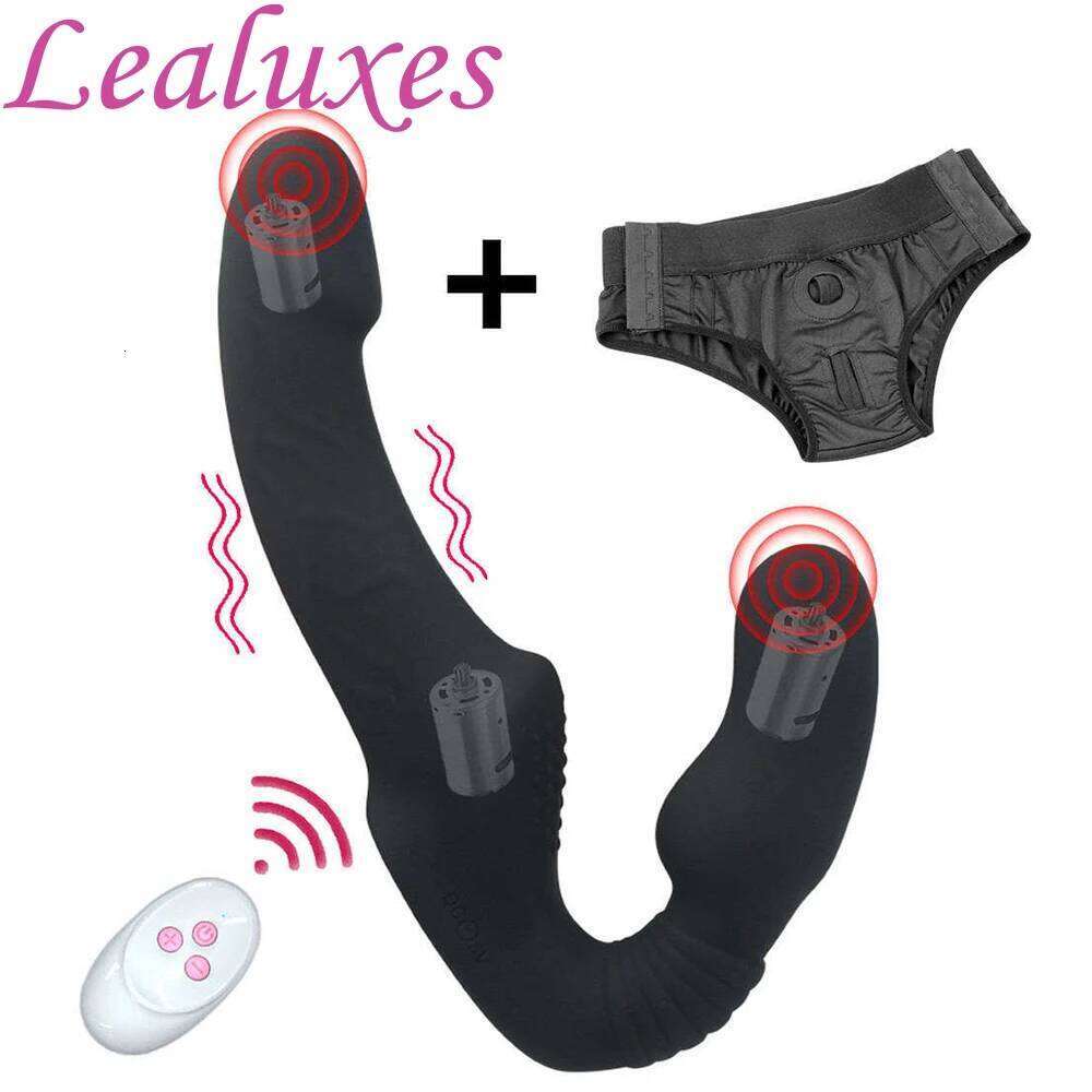 10 Speeds Strapless Strapon Dildo Vibrator Female Double Vibrating G Spot Adult Sex Toys For Women Couple Anal Prostate Massager Z260311