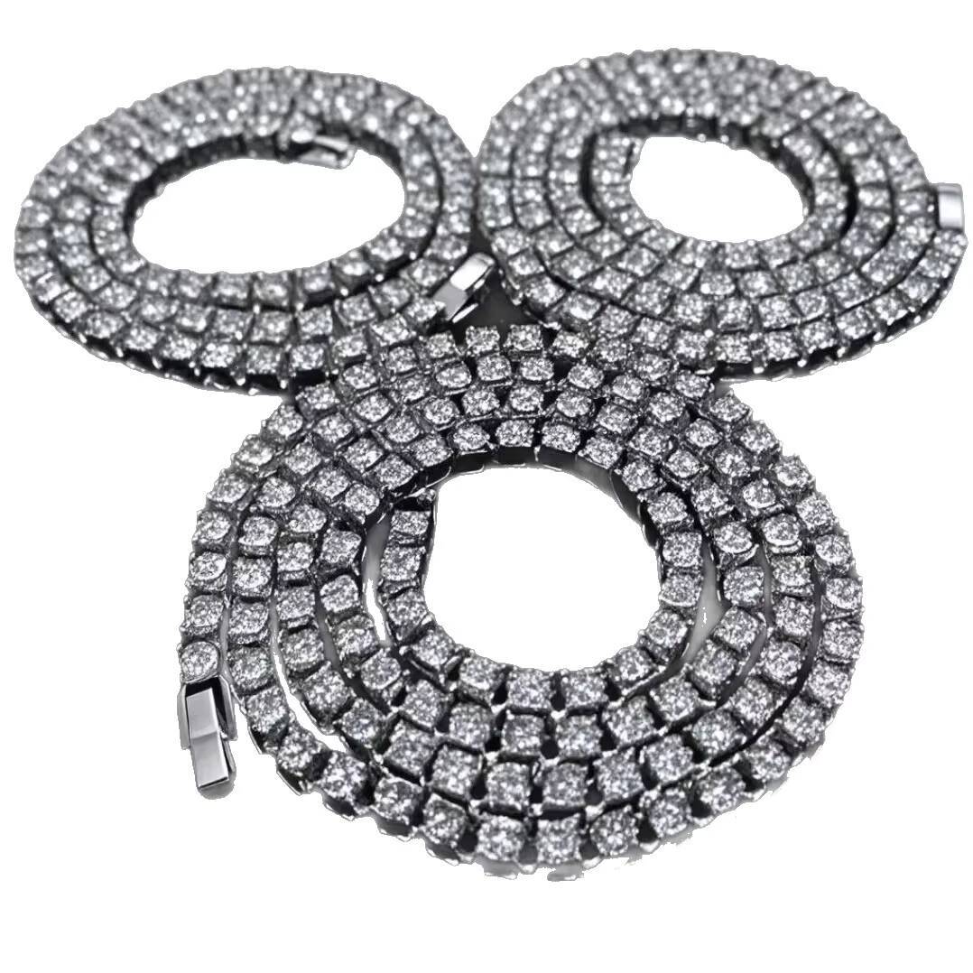 Factory Hot Sell Gold Silver Jewelry Geometric Trendy Full Bling Moissanite Hip Hop Alloy 13mm Width Iced Cuban Link Chain