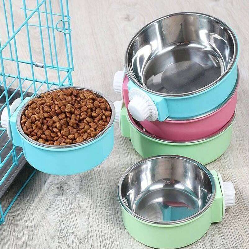 stainless steel dog Cat Food anti-upset hanging cage Fixed water bowl fence Pet supplies 26Y0312