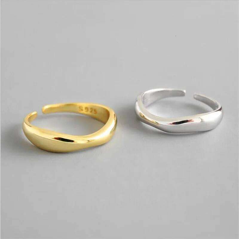 New Fashion INS Minimalist Irregular Wave Pattern 925 Sterling Silver Jewelry Exquisite Smooth Popular Opening Rings TYB001 H260312