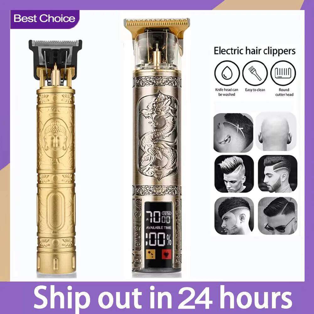 Vintage Clipper for Men USB Fast Charging Beard Trimmer T9 Haircut Machine Hair Cutting Clippers Kit with LCD Display C260312