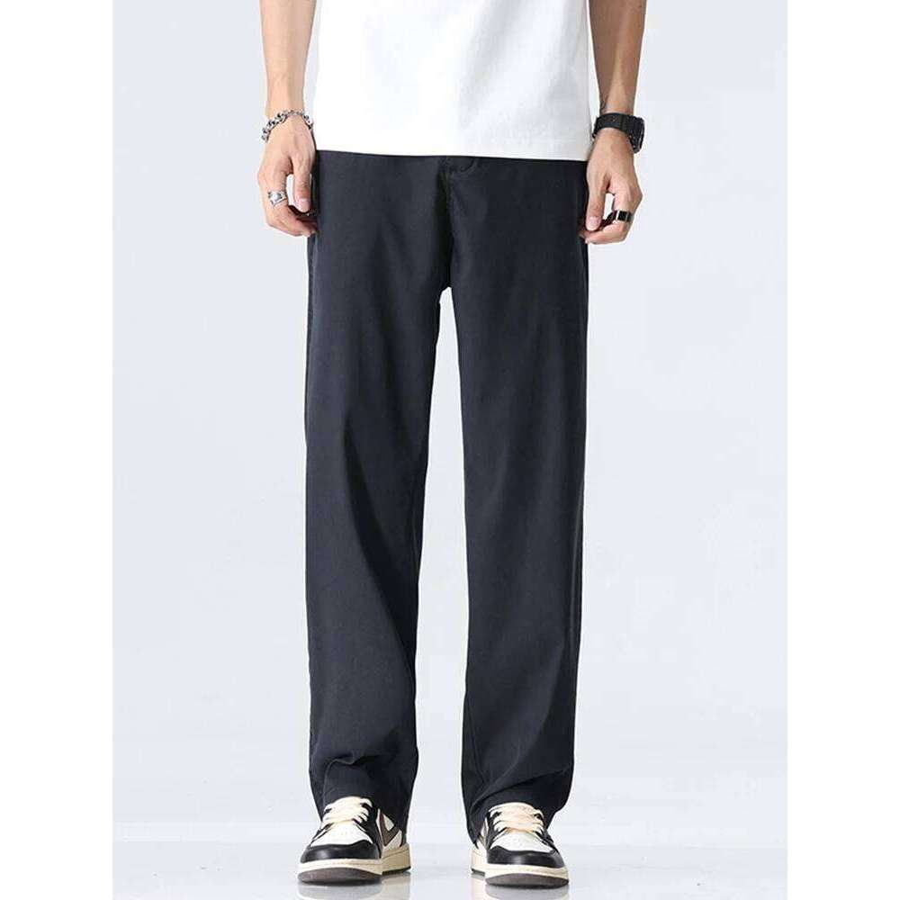 Coffee Ultra-thin Wide Pants Men Lyocell Fabric Breathable Soft Straight Casual Trousers Loose Simple Male Sweatpants 26Y0312