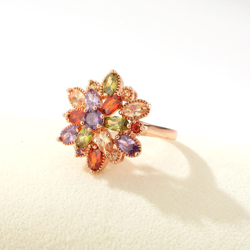 Ring Butterfly Style Jewelry Zircon Ring Women, Dragon Flower Rose Ring Gold Jewelry, Fashionable For Commuting Ring