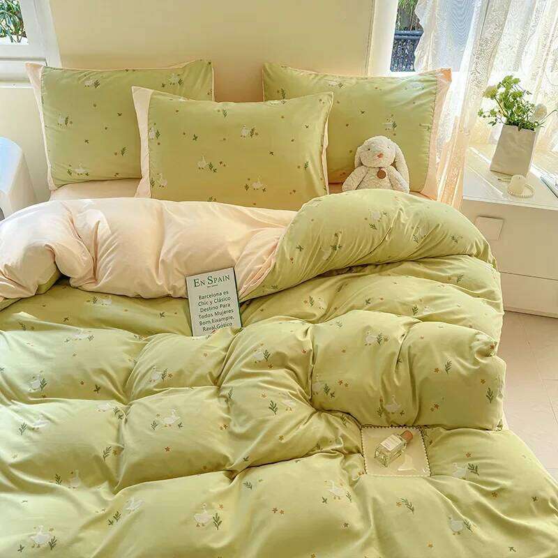 Fashionable Cartoon 3D Printed Soft Four Piece Set Ab Double-Colored Skin-Friendly Sheet Home Bed Linens for Adults H260312