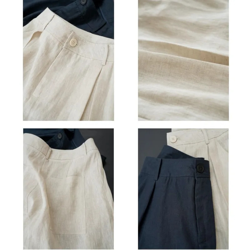 Summer Korea Style Lazy Linen Curled Bermuda Shorts Wide Leg Loose Slim Casual Pants For Women 260306
