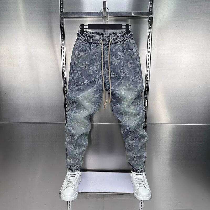 Jacquard American Classic Jeans Fashion Joints Harem Pants High Quality Loose Harajuku Straight-Leg Trousers Men Clothing 26Y0312