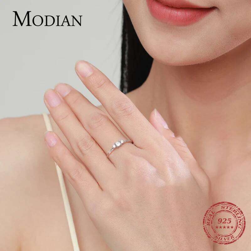 MODIAN Radiant Clear CZ Pure 925 Sterling Silver Classic Finger Ring For Women Winter Christmas Gift Engagement Jewelry Anel H260312