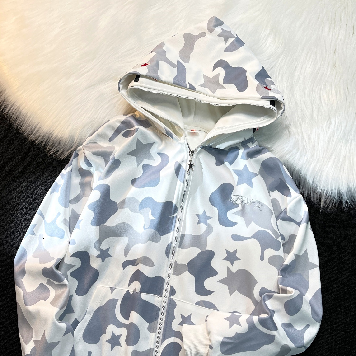 National Trend Designer Hoodie Brand Design Shark Head Towel Embroidery Sweatshirt For Men And Women Full-print Double-hooded Casual Cardigan Jacket