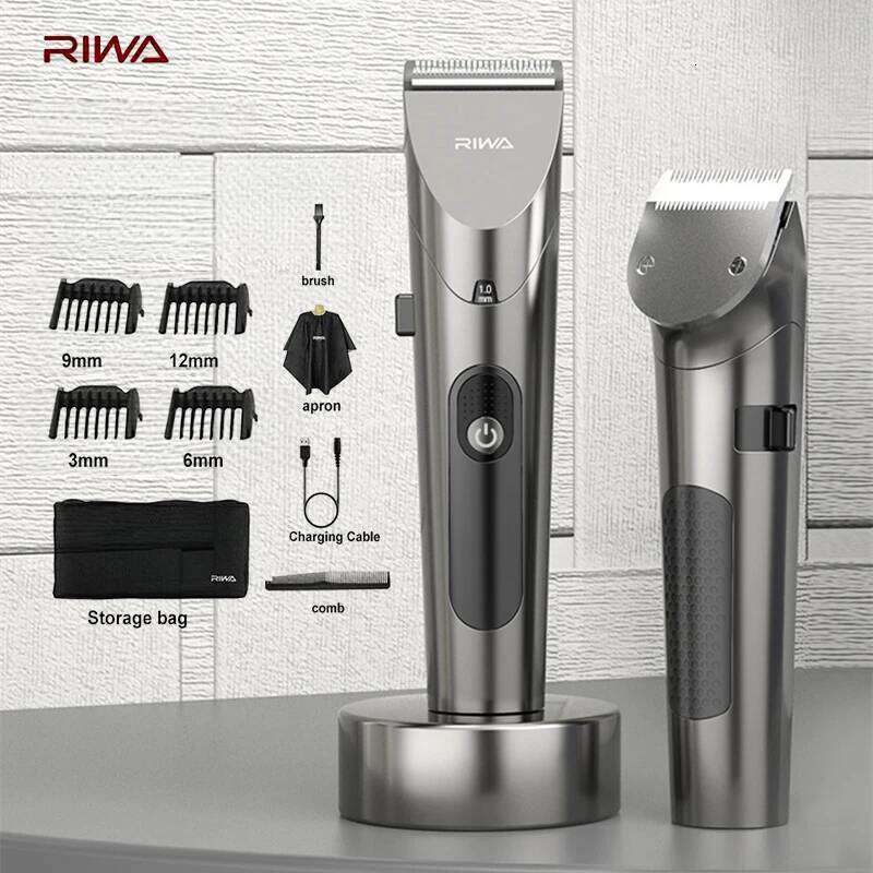 RIWA Electric Hair Clipper Washable Rechargeable Variable Speed Professional Barber Trimmer With Carbon Steel Cutter Head C260312