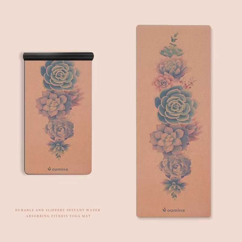 YTYIN Custom Printed Eco-Friendly 3mm Thickness Non-Slip Cork Natural Rubber Yoga Pilates Mat Customized With Non-Slip Su M260312