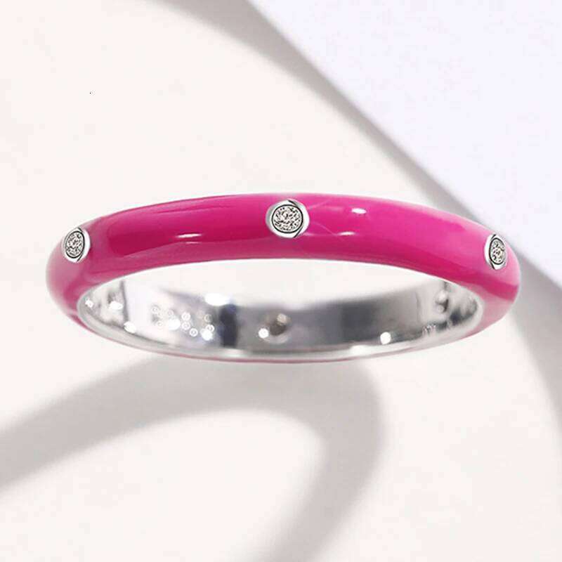 Huitan Rainbow Color Enamel Finger Rings for Women with Dazzling CZ Stone Exquisite Fashion Female Accessories Party Jewelry Hot H260312