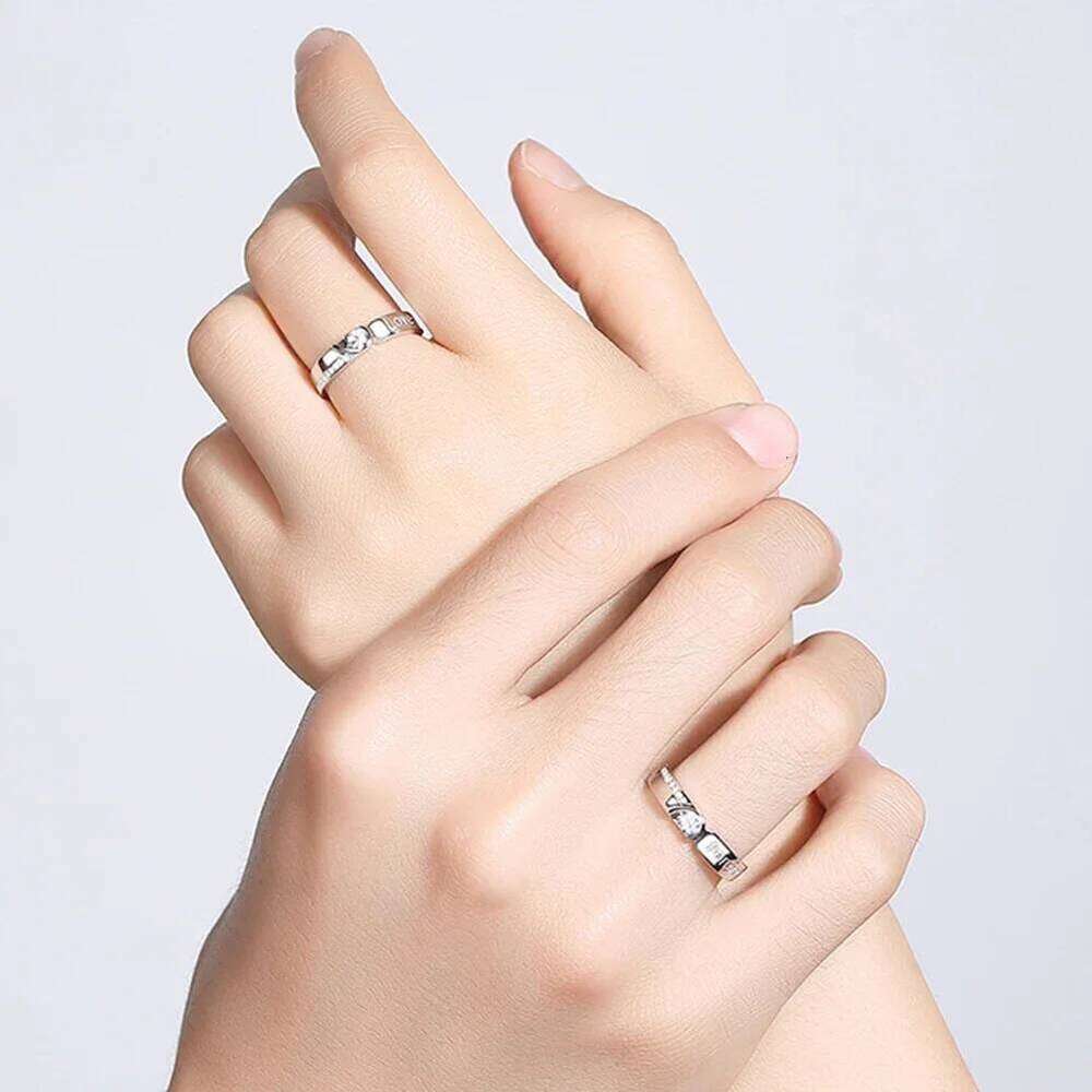 Sweet Hollow Heart Shape Couple Rings Silver Color Women Men Lovers Wedding Jewelry Engagement Gifts W260311