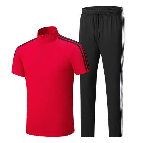 Summer New Men's Women's Stand Collar Short Sleeve Shorts Long Pants Set For Outdoor Sports Training And Casual Parent-Child Wear