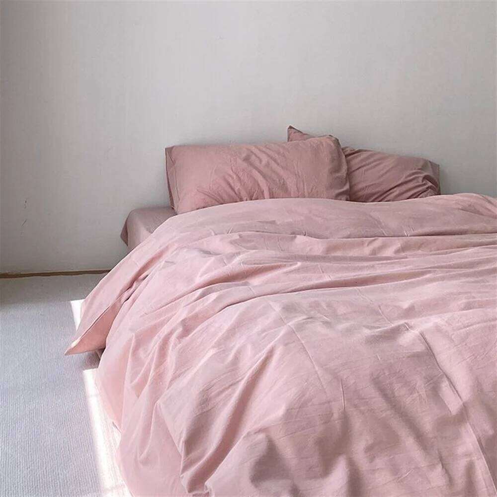 French Girls Pure Soft Washed Cotton Sheet Quilt Cover Pillowcase Bed Linens Handmade Embroidery Bedding Set H260312