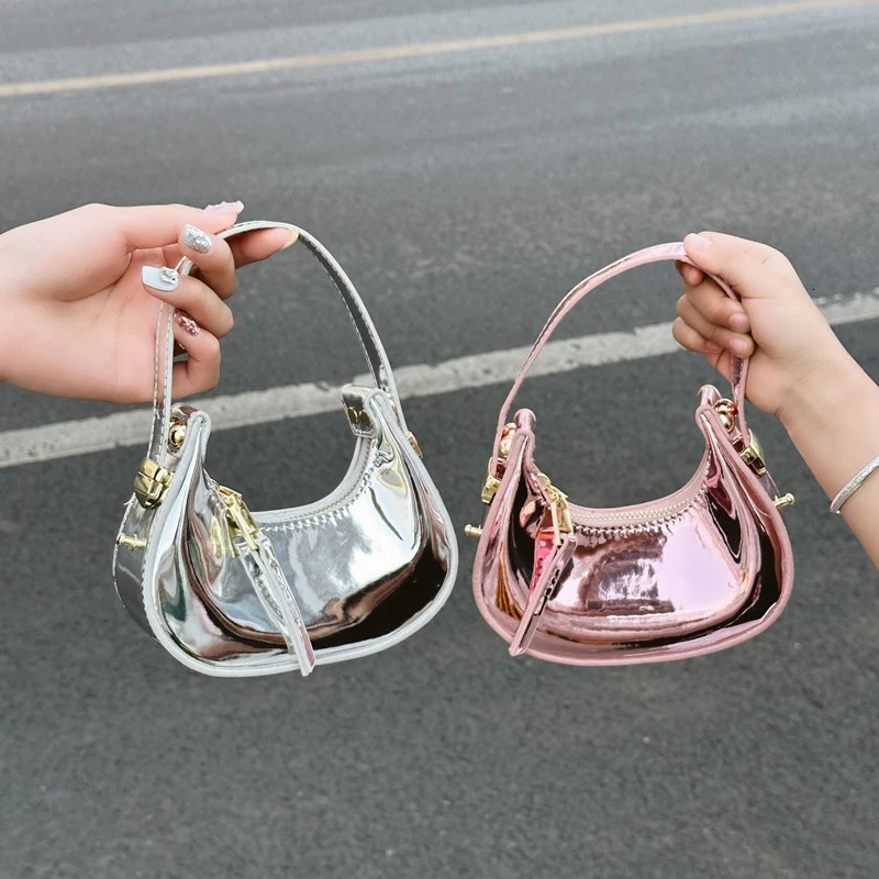 Womens Laser Glossy Patent Leather Crossbody Bag Tote Stylish Mother Daughter Matching Handbags for Women Girls and Kids 260311