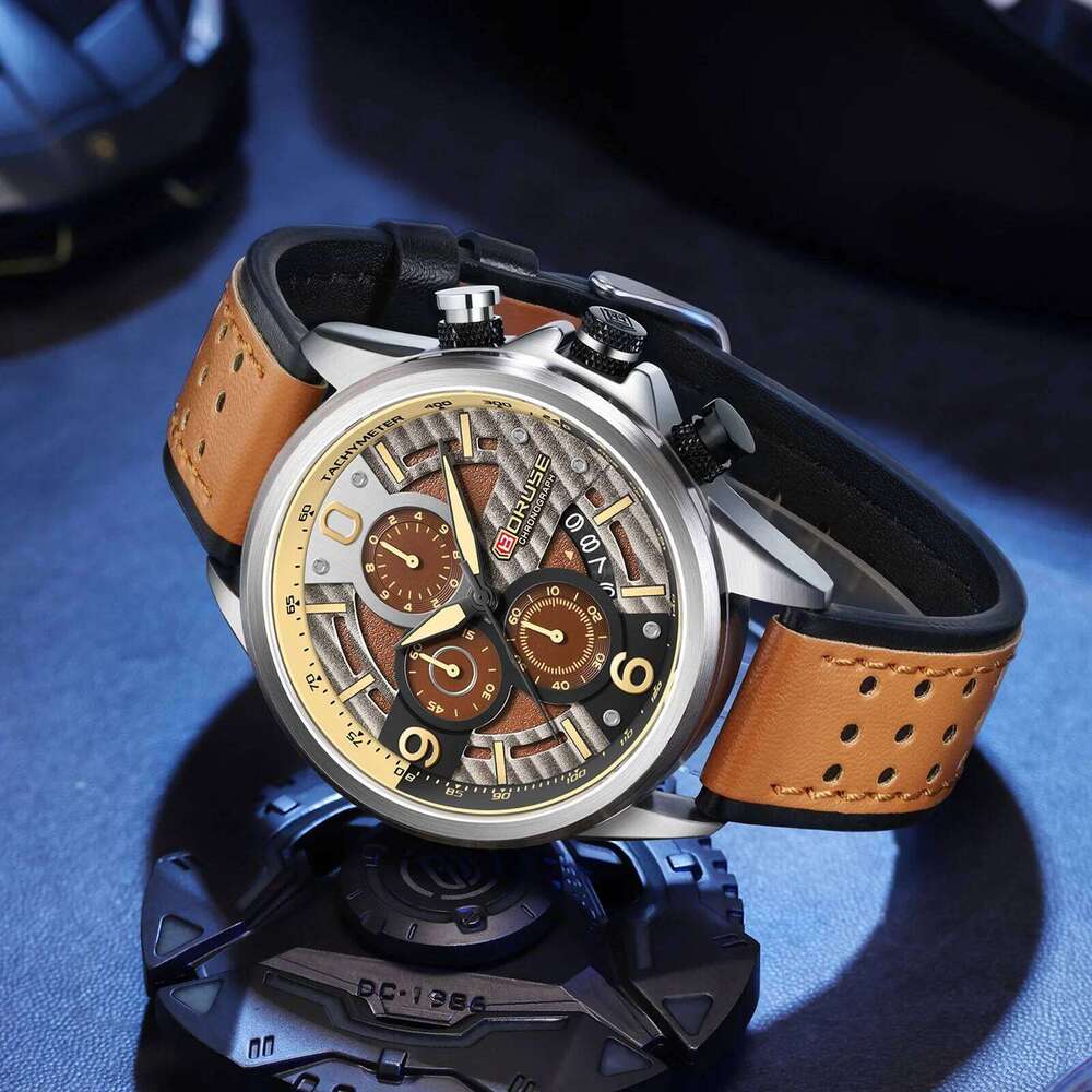 BORUSE Business Leather Mens Quartz Watches Luxury Luminous Watch For Men Wristwatch