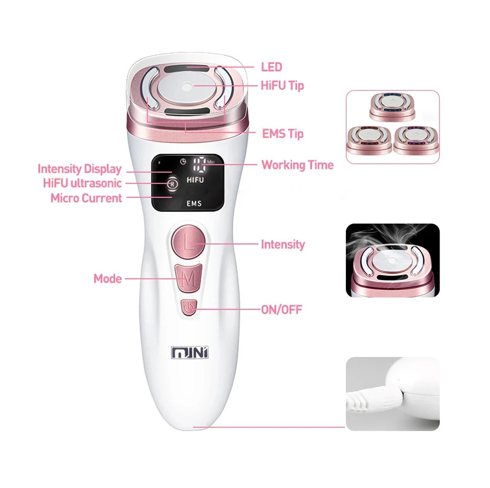 Mini HIFU Ultrasonic Machine EMS Micro Current Facial Beauty Instrument Skin Care - Tool 260307