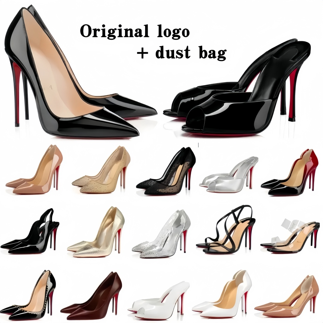 heels Designer dress shoes Women High Heels Shoes Brand heels red bottom heels Pointed Toes Genuine Leather 8cm 10cm 12cm Nude Black Patent Leather Woman Pumps shoes
