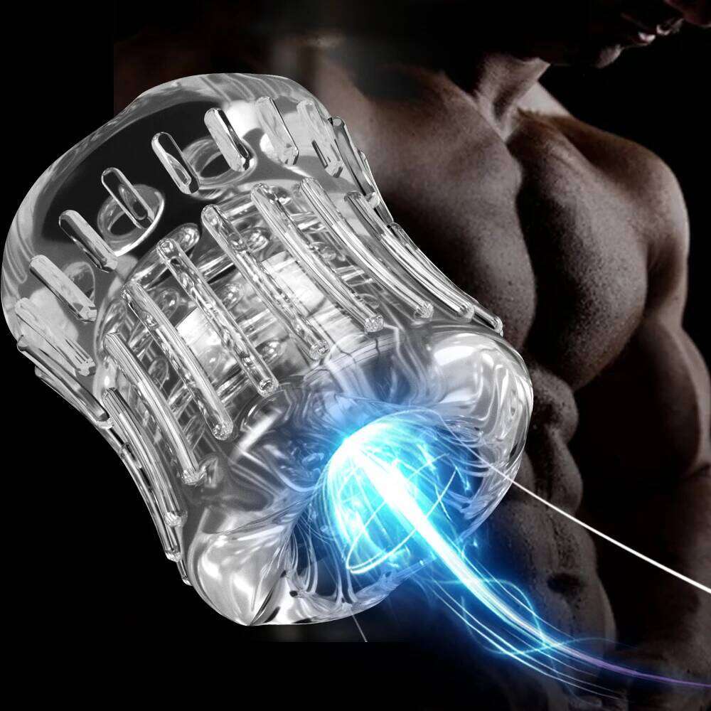 Reusable Masturbator Cup Male Masterburbatar Penis Sleeve Sex Toys Transparent Crystal Vagina Textured Tunnel Pocket Pussy Z260311