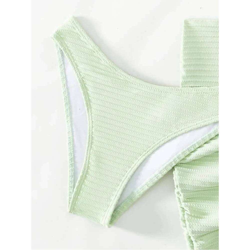 2025 New Three-Piece Bikini Set Sexy Women Dress Solid Halter Swimsuit Hollow Backless Swimwear Tight Push Up Beach Bathing Suit Y260303