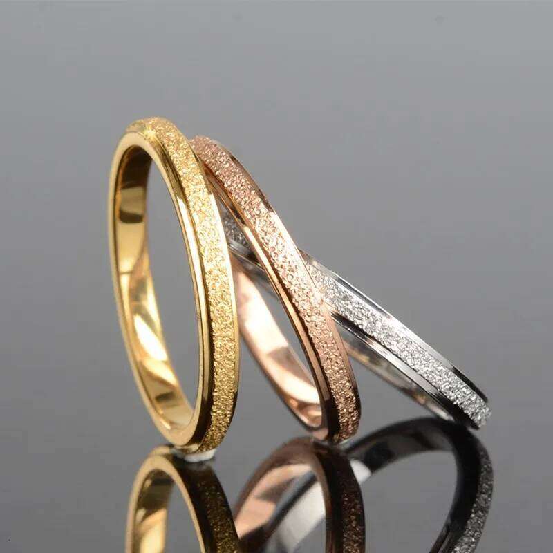 Stainless Steel Matte 2mm Thin Stackable Ring Wedding Band for Women Girl Size 3-10 H260312