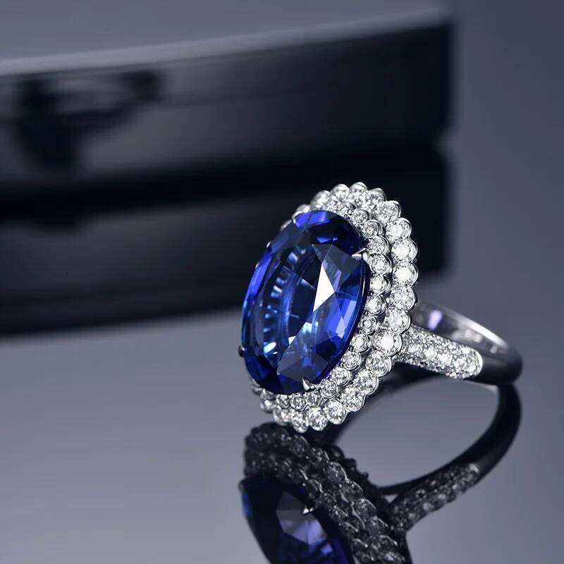 European and American High-End Elegant Dark Blue Tanzanite Colorful Gemstone Open for Women Cluster Zirconia Ring H260312