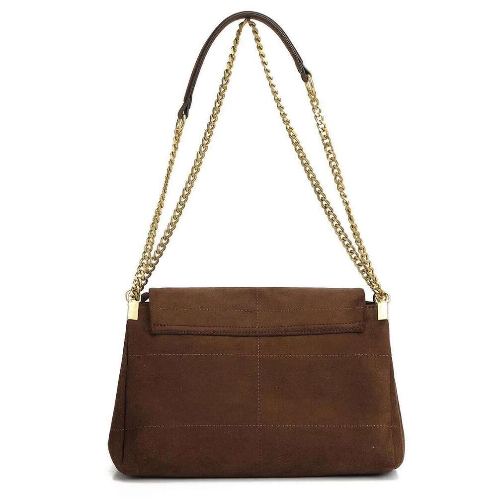 New Women Autumn Winter Suede Shoulder Vintage Tote Bag With Chains Fashion Designer Luxury Handbags Retro Crossbody Bags WONST