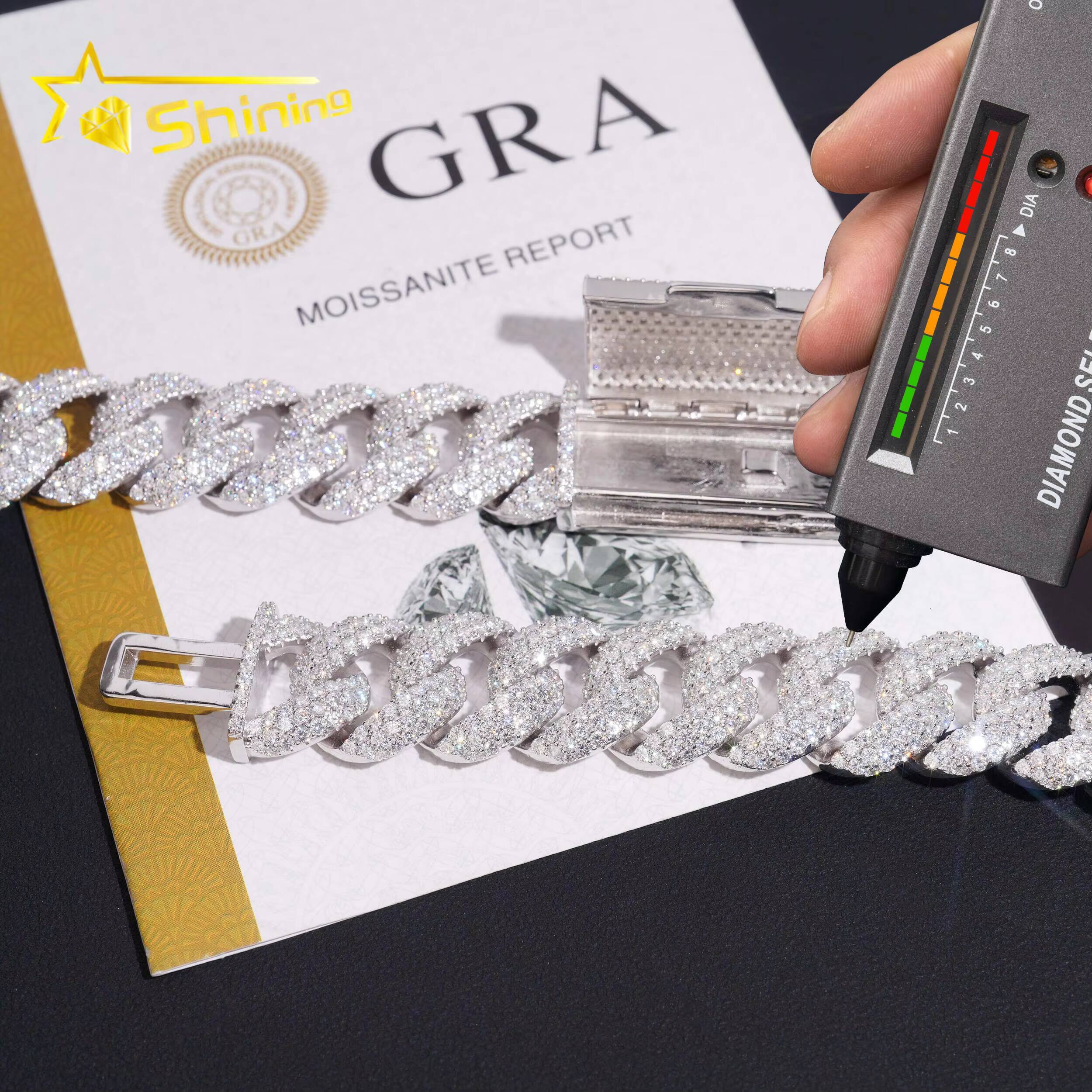 USA Local Fast Shipping Custom Hip Hop Jewelry S925 Sterling Silver d Color Vvs Moissanite 18mm Cuban Link Chain Necklace