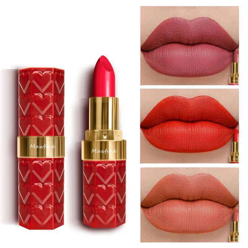 Matte 4 Colors Waterproof Long Lasting Lip Stick Not Fading Sexy Nude Red Pink Velvet Lipsticks Makeup Cosmetic W260311