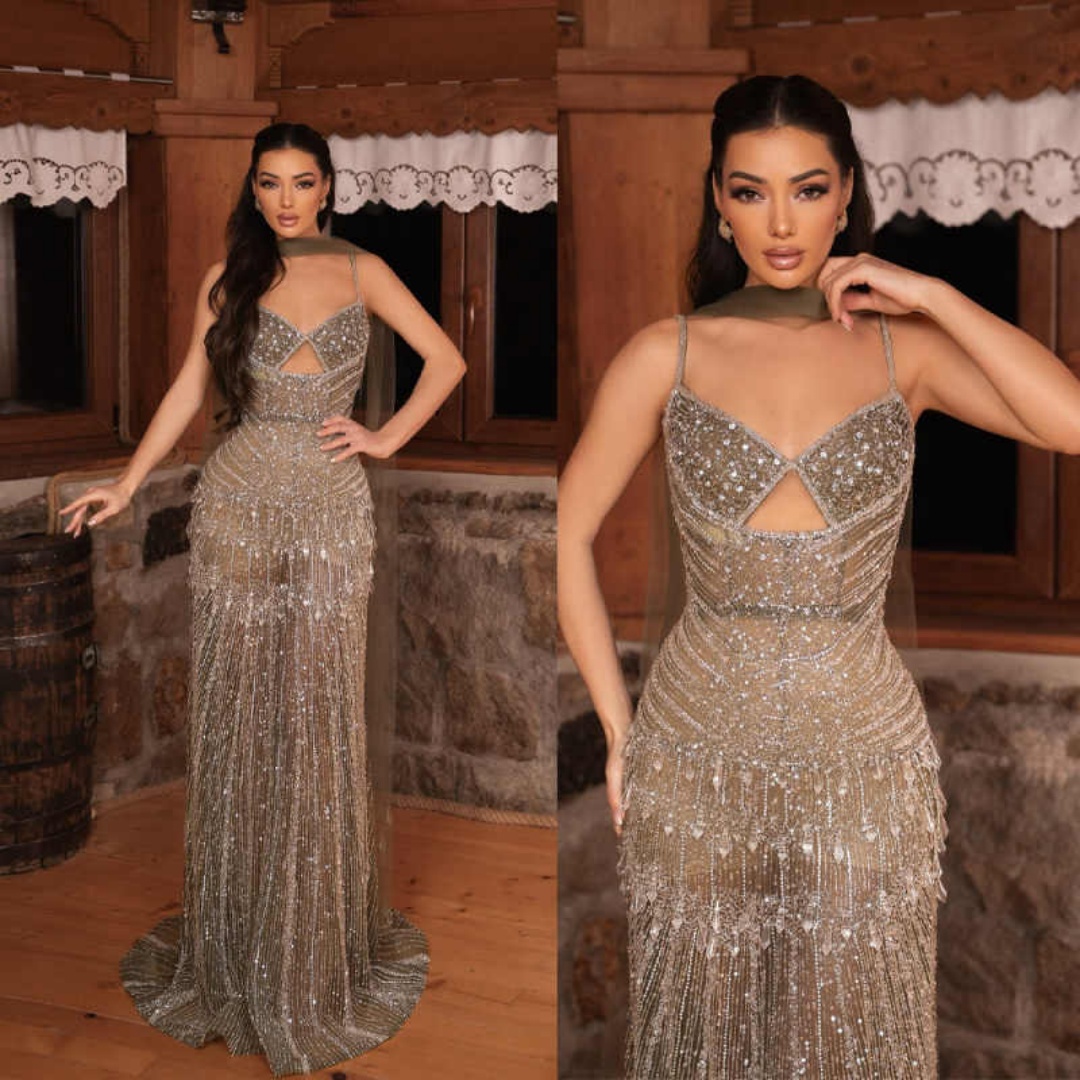 New Arrival Evening Dresses Mermaid Strapless Spaghetti Strap Sleeveless Crystals Backless Party Dress Dresses Celebrity Prom Gown Customized Vestido 